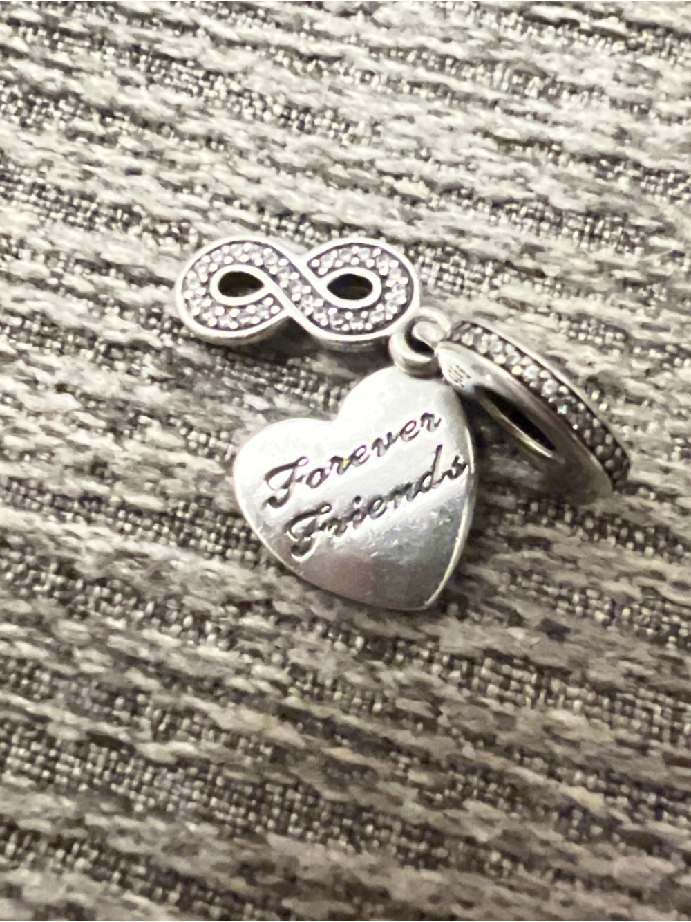 Pandora Forever Friends dangle charms heart and infinity symbol ALE S925